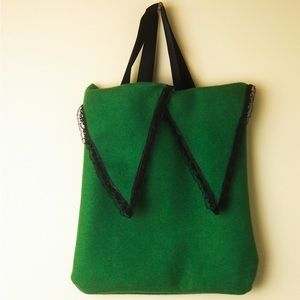 Vintage Handmade 1970s Collared Green Halloween Tote Bag